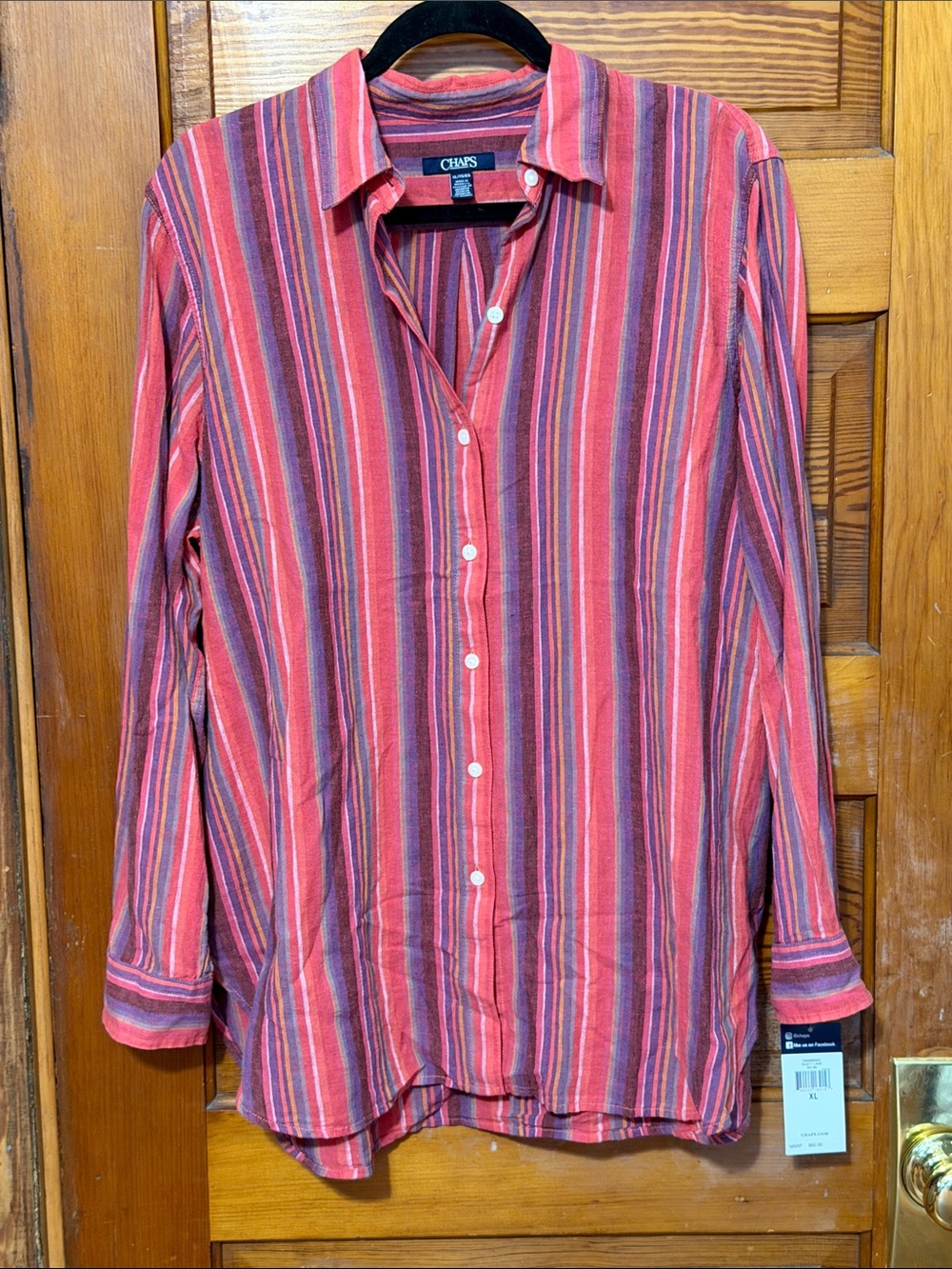 NWT Women’s Chaps Long Sleeved Full Button Shirt Linen/Cotton Size XL